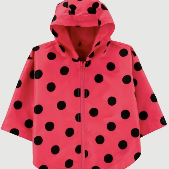 NWT 24M ladybug antennae spring summer fall rain coat jacket carters. polka dot